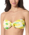 Kate Spade Womens Printed Tie Front Bandeau Bikini Top High Waist Bottoms In Green
