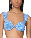 Kate Spade New York Check Underwire Bra Top In Yellow