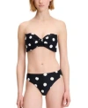Kate Spade New York Womens Convertible Bow Bikini Top High Cut Bottoms In Black