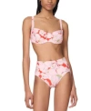 Kate Spade New York Womens Printed Shirred Bikini Top High Waist Bottoms