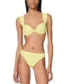 Kate Spade New York Womens Underwire Bikini Top Plaid High Cut Bottoms In Yellow