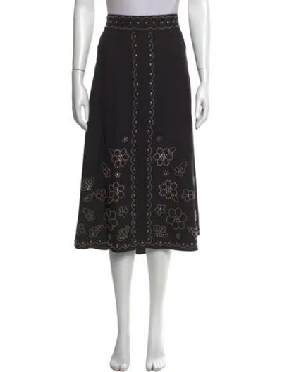 Pre-owned Kate Spade New York X The Madison Ave. Collection Floral Print Midi Length Skirt W/ Tags In Black