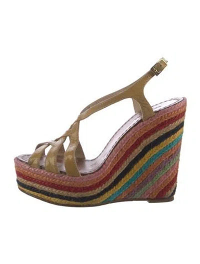 Pre-owned Kate Spade New York X The Madison Ave. Collection Leather Espadrilles In Multi