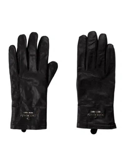 Pre-owned Kate Spade New York X The Madison Ave. Collection Leather Gloves In Black