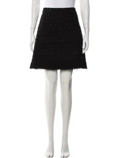 Pre-owned Kate Spade New York X The Madison Ave. Collection Tweed Pattern Mini Skirt In Black