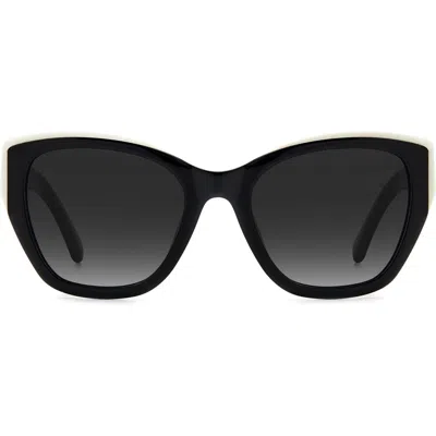 Kate Spade New York Yolanda 51mm Polarized Gradient Cat Eye Sunglasses In Black/grey Shaded