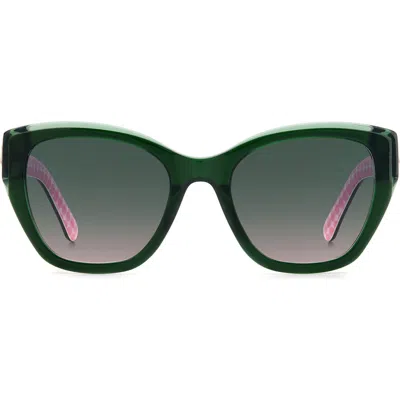 Kate Spade New York Yolanda 51mm Polarized Gradient Cat Eye Sunglasses In Green/green Pink