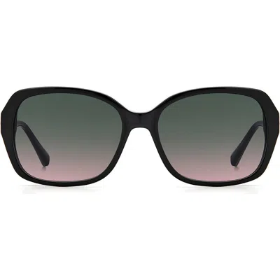 Kate Spade New York Yvette 54mm Gradient Polarized Square Sunglasses In Black/green Pink