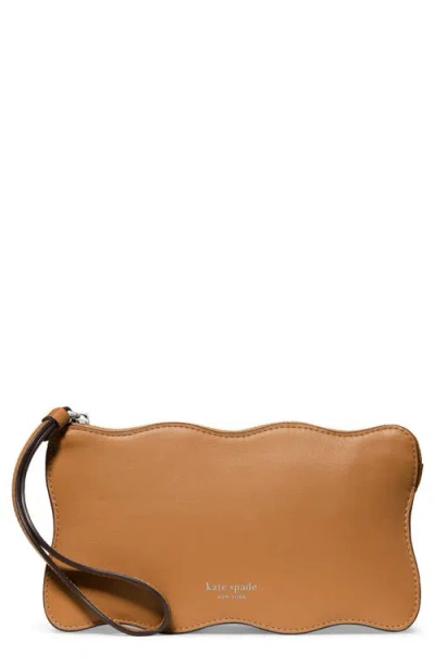 Kate Spade New York Zippy Leather Wristlet In Brown