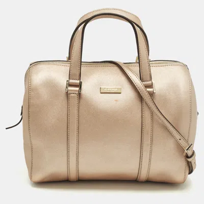 Pre-owned Kate Spade Newberry Lane Loden Metallic Peach Leather Satchel In Orange