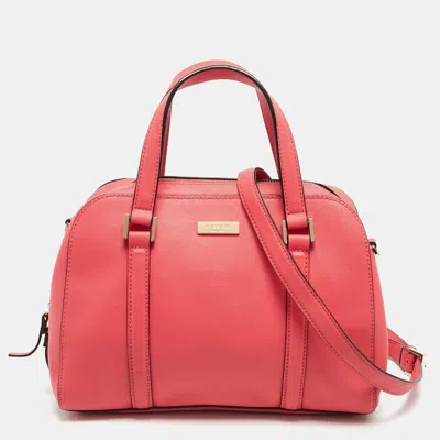 Pre-owned Kate Spade Newbury Lane Miles Orange Leather Satchel