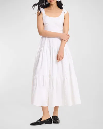 Kate Spade Newport Tiered A-line Midi Dress In Fresh White