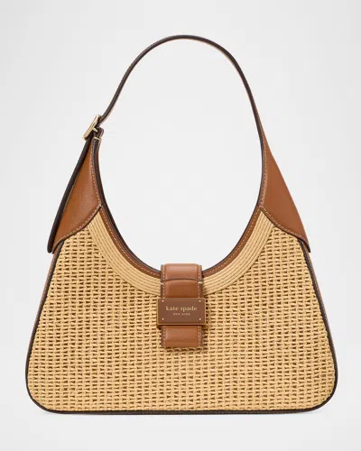 Kate Spade Nouveau Small Straw And Leather Shoulder Bag