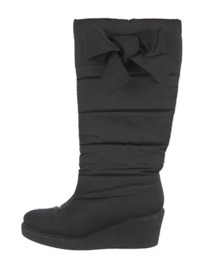Pre-owned Kate Spade Nylon Bow Accents Rain Boots In Black