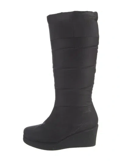 Pre-owned Kate Spade Nylon Bow Accents Snow Boots In Black