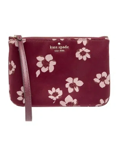 Pre-owned Kate Spade Nylon Clutch In Burgundy