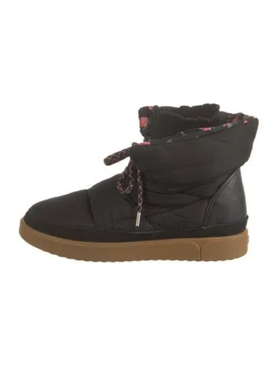 Pre-owned Kate Spade Nylon Floral Print Boots In Black