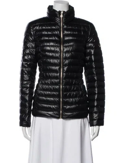 Pre-owned Kate Spade Nylon Printed Down Jacket In Black