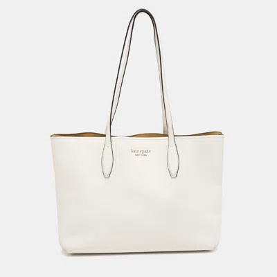 Pre-owned Kate Spade Off White Leather Aldy Tote