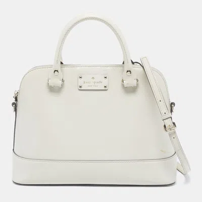Pre-owned Kate Spade Off White Leather Wellesley Rachelle Satchel