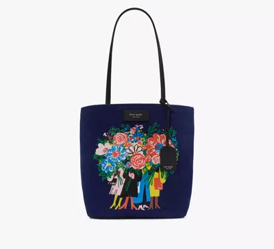 Kate Spade On Purpose Bouquet Canvas Large Tote In Deep Lake