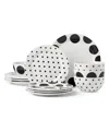 Kate Spade On The Dot 12 Piece Dinnerware Set, Service For 4 In White
