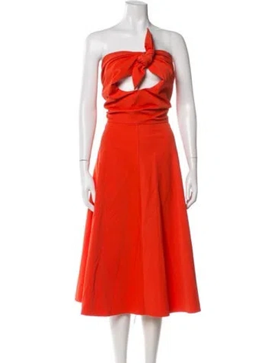 Pre-owned Kate Spade One-shoulder Midi Length Dress In Orange