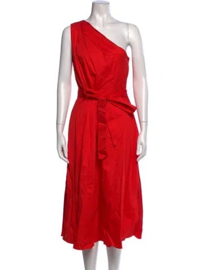 Pre-owned Kate Spade One-shoulder Midi Length Dress W/ Tags In Green/red