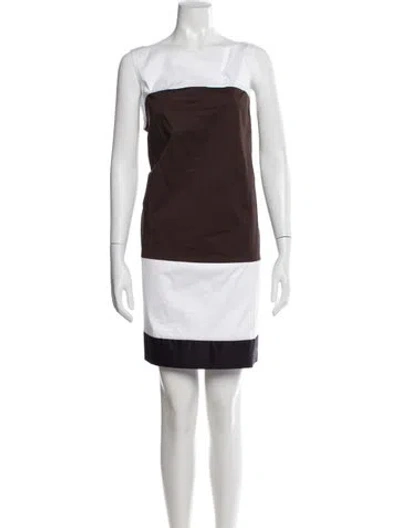 Pre-owned Kate Spade One-shoulder Mini Dress In Brown