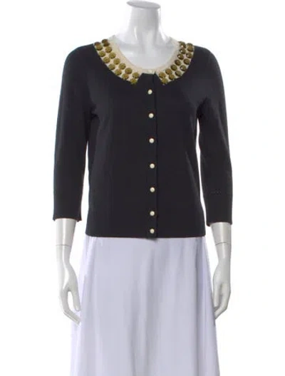 Pre-owned Kate Spade Open Front Sweater In Black