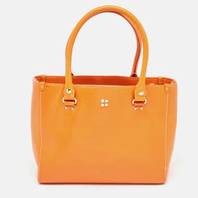 Pre-owned Kate Spade Orange Leather Middle Zip Tote