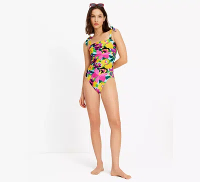 Kate Spade Orchid Bloom Shoulder Tie One-piece In Multi