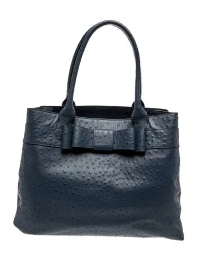 Pre-owned Kate Spade Ostrich Shoulder Bag In Blue