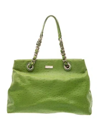 Pre-owned Kate Spade Ostrich Shoulder Bag In Green