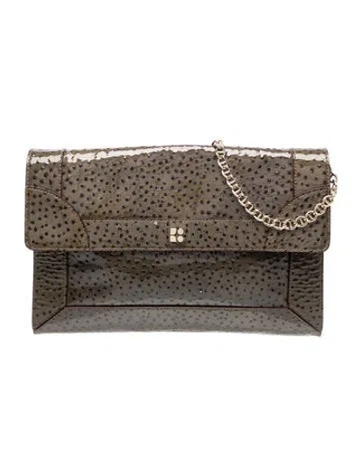Pre-owned Kate Spade Ostrich Shoulder Bag In Green