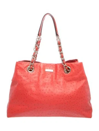 Pre-owned Kate Spade Ostrich Shoulder Bag In Red