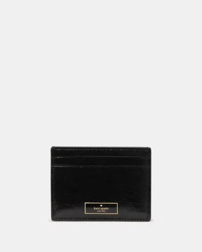 Kate Spade Outlet Bridget Crinkle Patent Small Slim Card Holder In Black