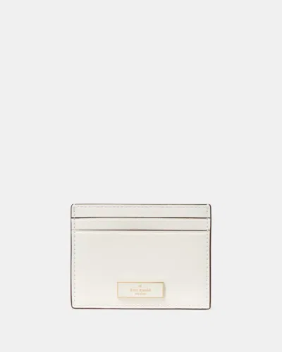 Kate Spade Outlet Bridget Crinkle Patent Small Slim Card Holder In White