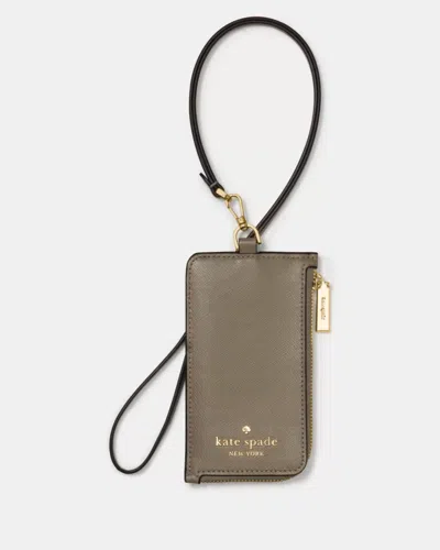 Kate Spade Outlet Card Case Lanyard In Brown
