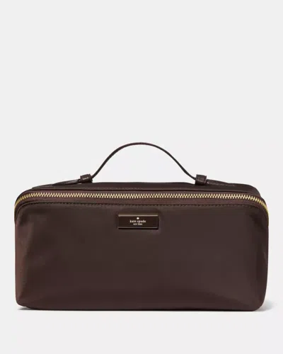 Kate Spade Outlet Carter Nylon Travel Cosmetic Pouch In Brown