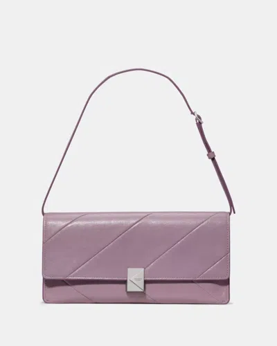 Kate Spade Outlet Deco Glazed Leather Soft Shoulder Bag In Purple
