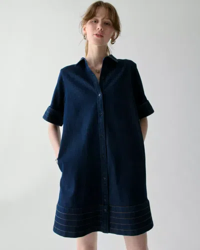 Kate Spade Outlet Denim Trapunto Mini Shirt Dress In Blue