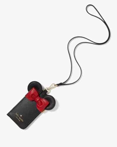 Kate Spade Outlet Disney X  3d Card Case Lanyard In Black