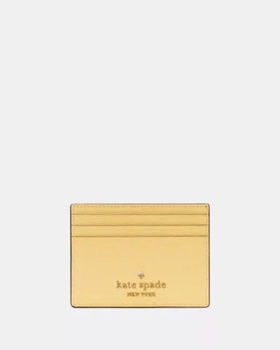 Kate Spade Outlet Disney X  Beauty And The Beast Small Slim Card Holder In Yellow