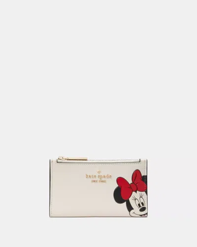 Kate Spade Outlet Disney X  Minnie Small Slim Bifold Wallet In White