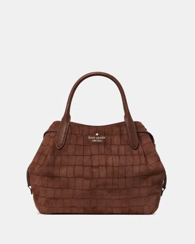 Kate Spade Outlet Dumpling Suede Croc Satchel Bag In Brown