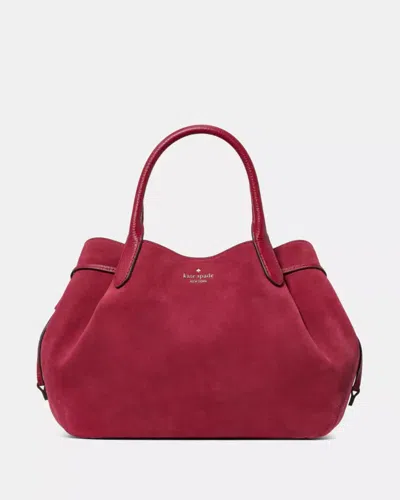 Kate Spade Outlet Dumpling Suede Large Satchel Bag In Red