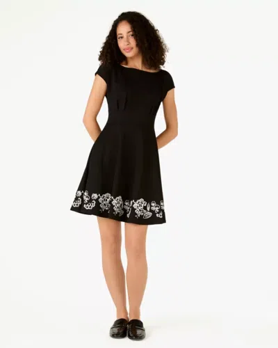 Kate Spade Outlet Embroidered Fiorella Dress In Black