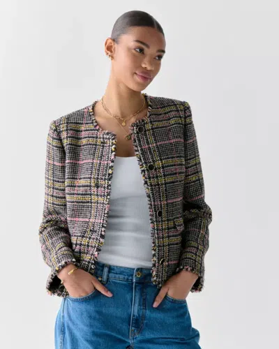 Kate Spade Outlet Enamel Button Tweed Jacket In Brown