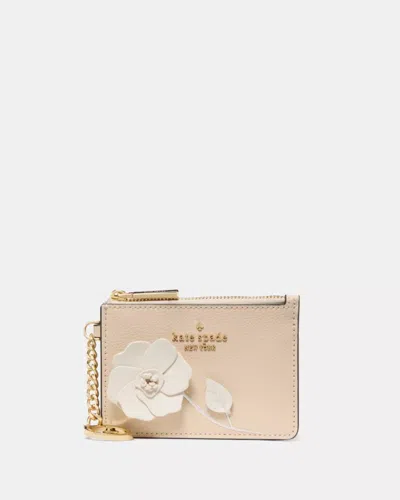 Kate Spade Outlet Floral Key Ring Card Holder In Beige